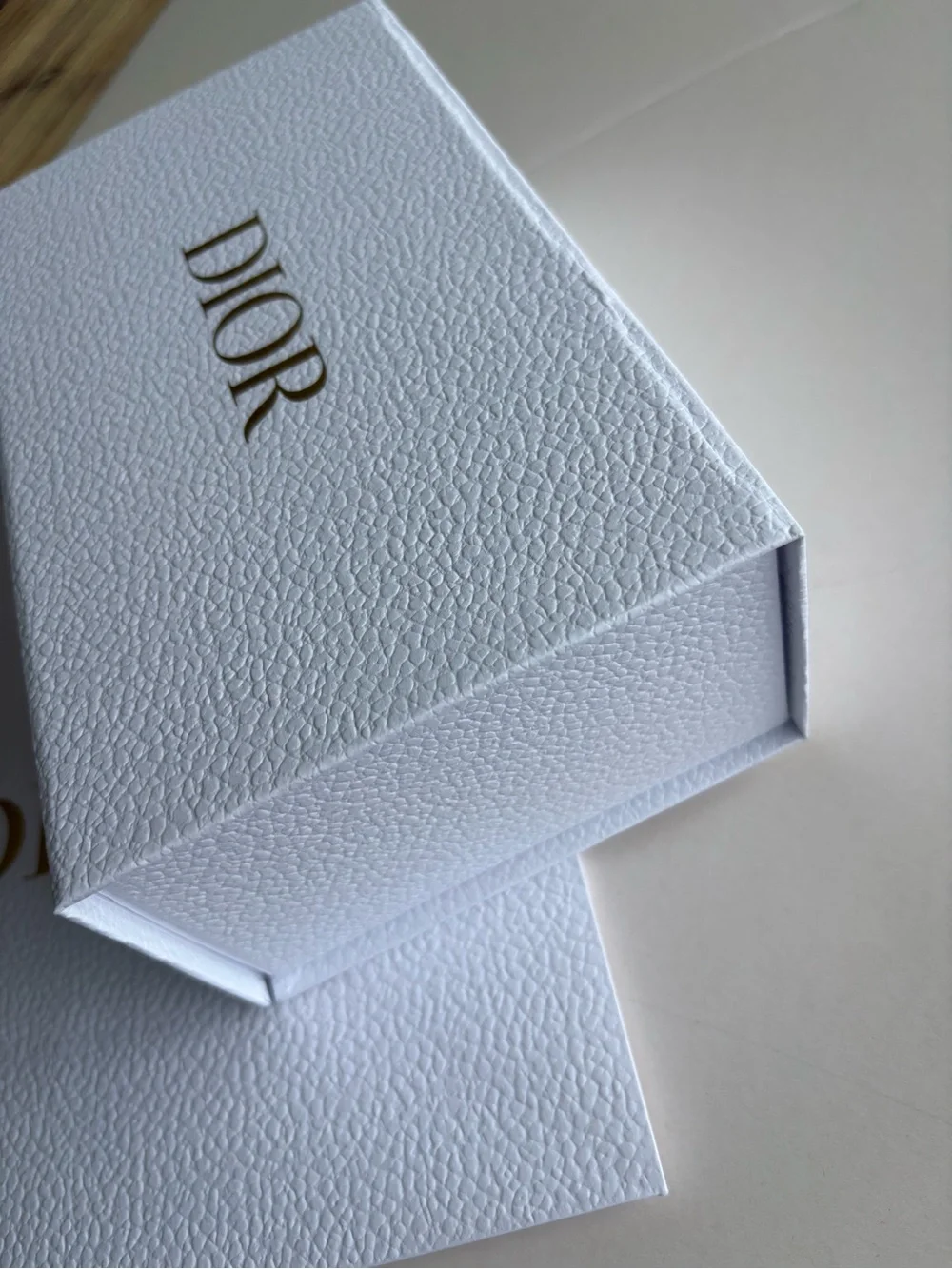 Dior White and Gold Logo Gift Tote and Box